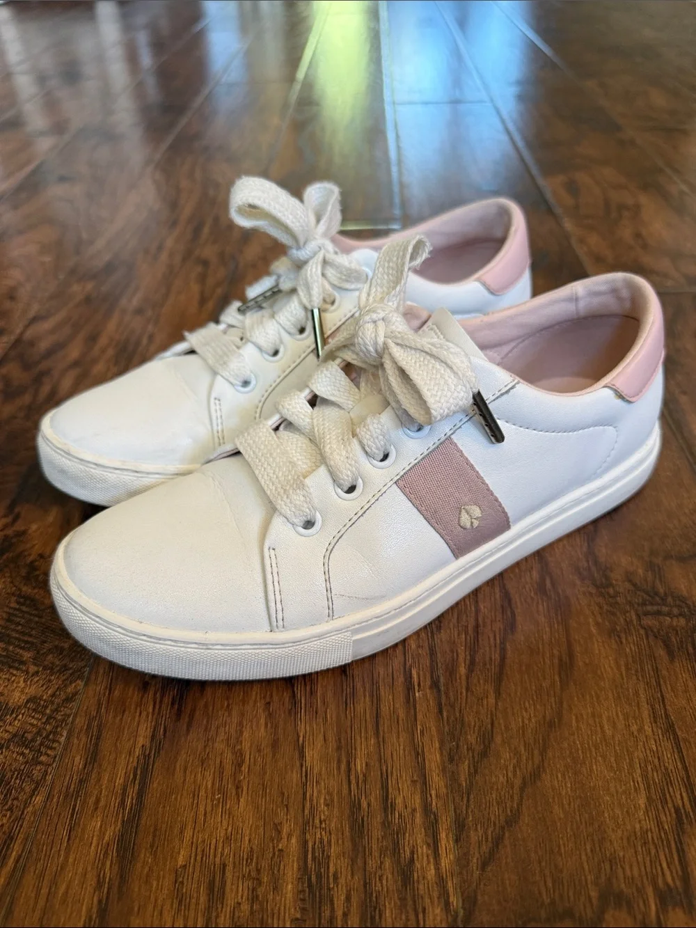 Kate Spade White and Blush Iggy Sneakers, size 7.5